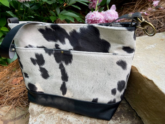 Black Faux Cowhide Tote