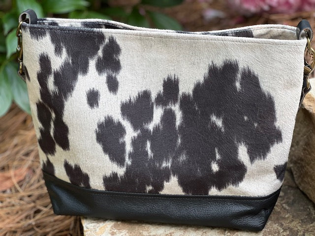 Black Faux Cowhide Tote