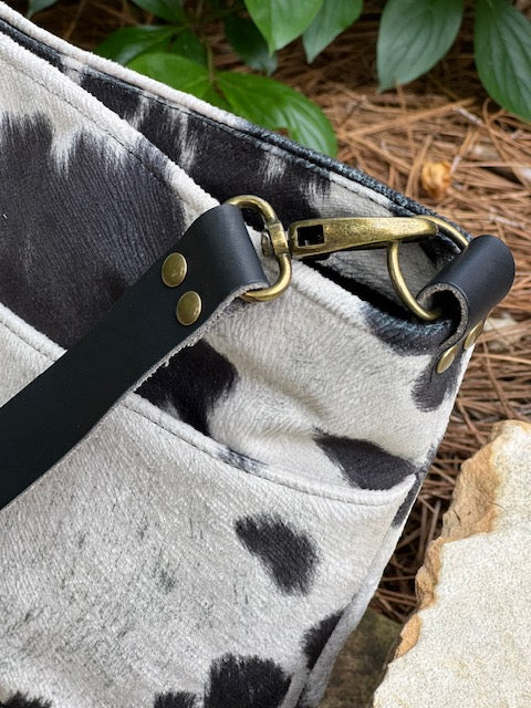 Black Faux Cowhide Tote