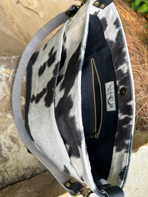 Black Faux Cowhide Tote