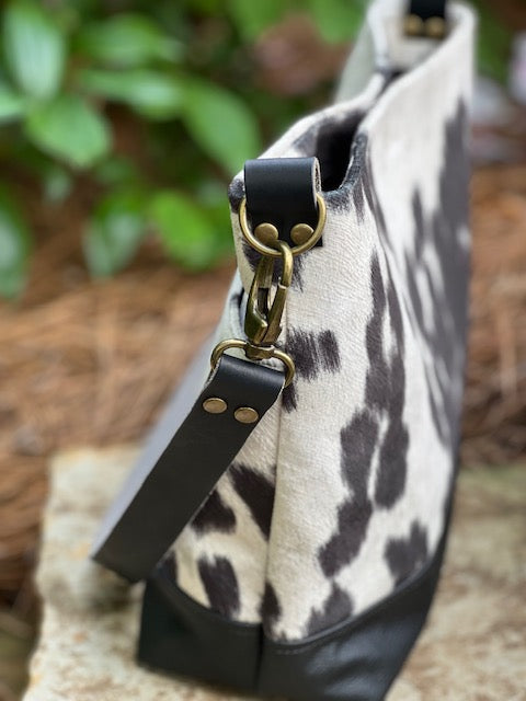 Black Faux Cowhide Tote