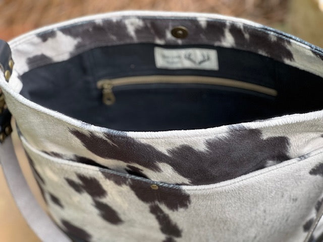 Black Faux Cowhide Tote