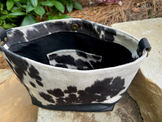 Black Faux Cowhide Tote