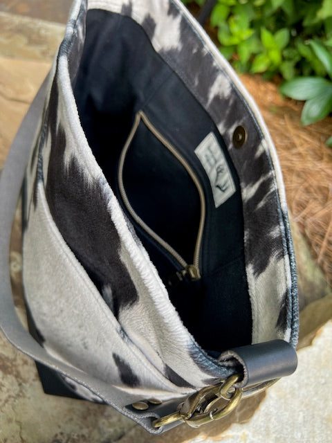 Black Faux Cowhide Tote