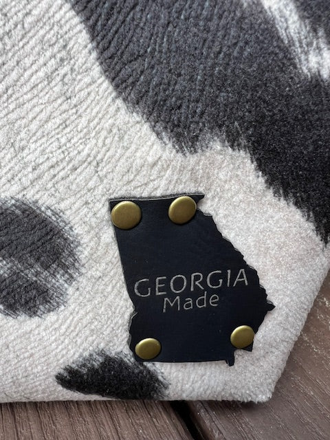 Black Faux Cowhide Zipper Pouch