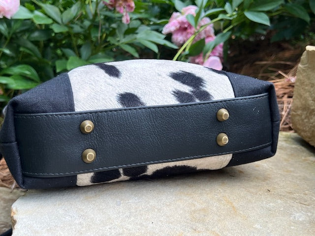 Redwood Satchel- Black Faux Cowhide