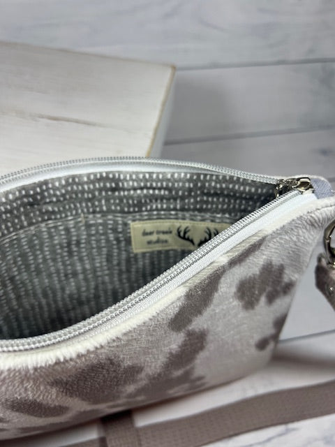 Grey Faux Cowhide Shoulder Bag