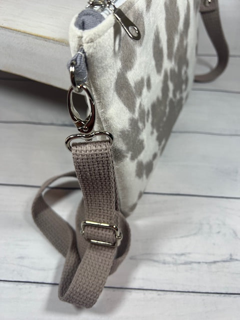 Grey Faux Cowhide Shoulder Bag