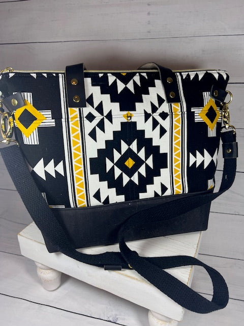 Black Aztec Print Satchel