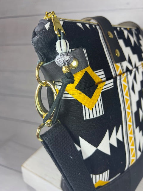 Black Aztec Print Satchel