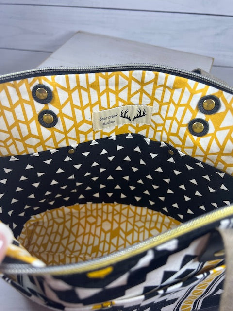 Black Aztec Print Satchel
