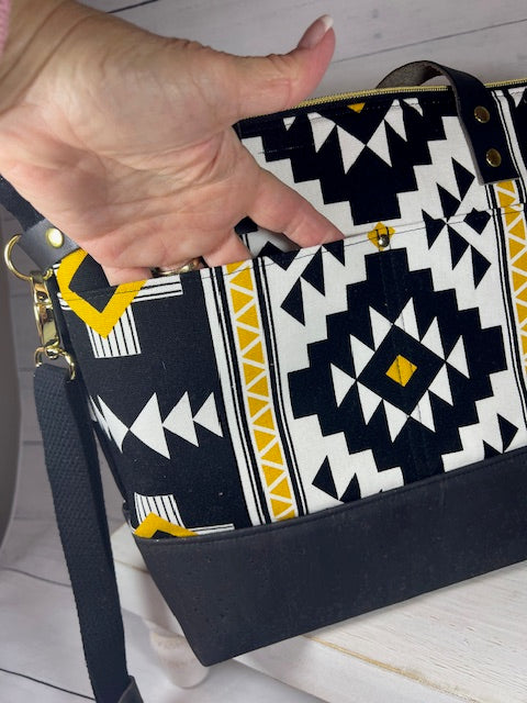 Black Aztec Print Satchel