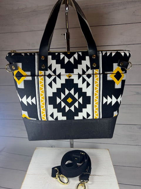 Black Aztec Print Satchel