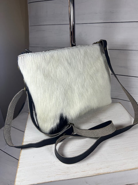 Black & White Hair on Hide/Leather Crossbody