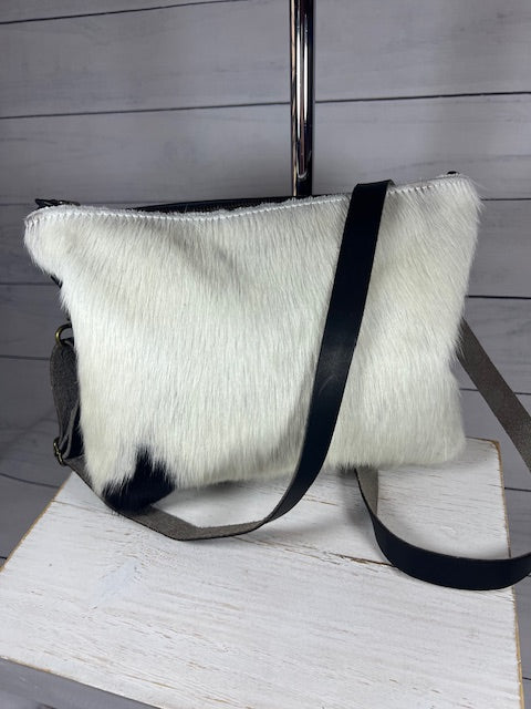 Black & White Hair on Hide/Leather Crossbody