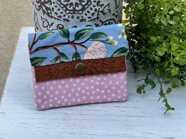 Minimalist Wallet Pattern - Small Size Blue Floral
