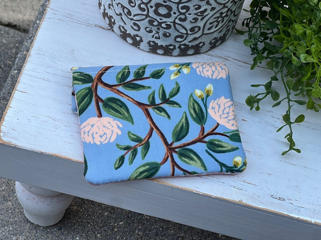 Minimalist Wallet Pattern - Small Size Blue Floral