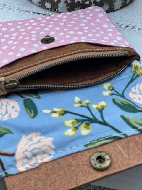 Minimalist Wallet Pattern - Small Size Blue Floral