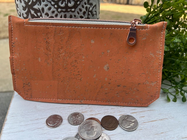 Purse Pal Wallet Peachy Orange Cork