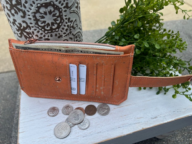 Purse Pal Wallet Peachy Orange Cork