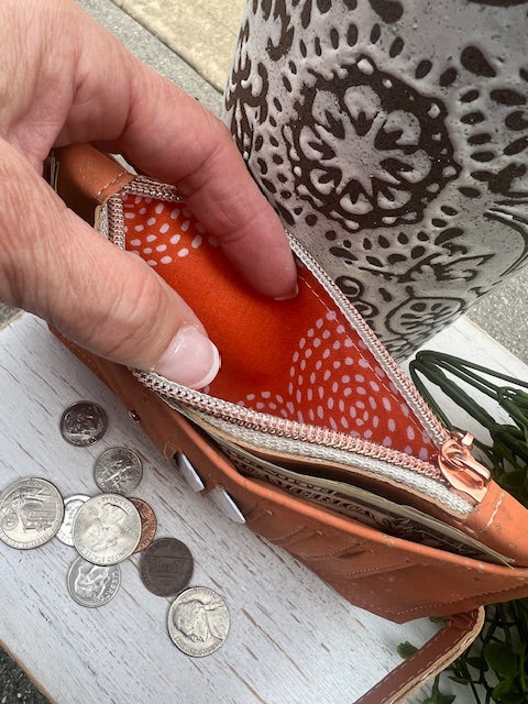 Purse Pal Wallet Peachy Orange Cork