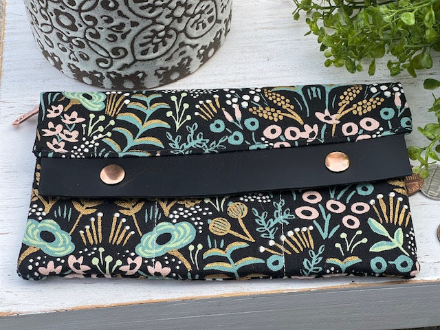 Minimalist Wallet- Full Size Blue Floral
