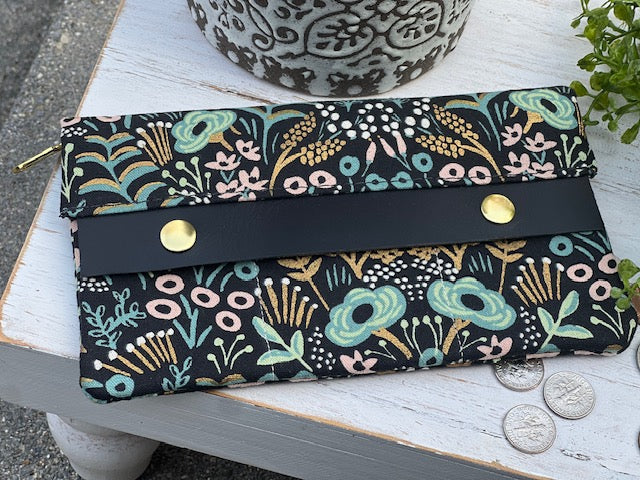 Minimalist Wallet- Full Size Blue Floral