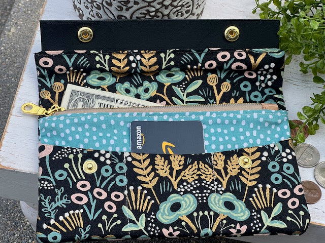 Minimalist Wallet- Full Size Blue Floral