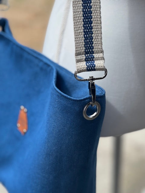 Denim and Canvas Cross Body Tote Bag