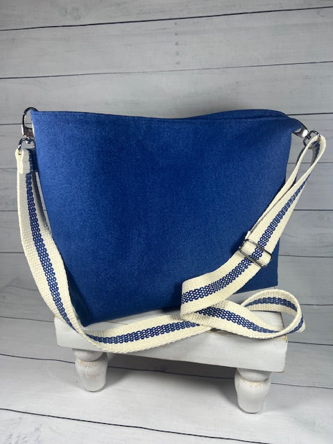 Denim and Canvas Cross Body Tote Bag