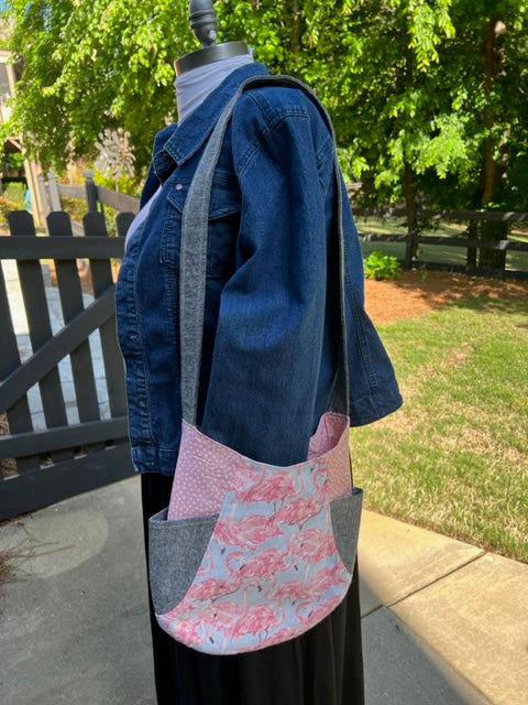 The GiGi - Flamingo Fiesta - Hobo Bag - Boho - Cotton Fabric