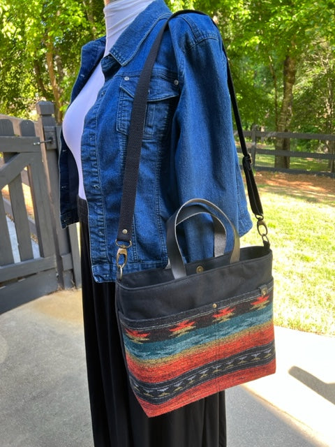 The Cooper - Desert Sunset - Melinda Pattern - Southwest - Leather & Cotton Handles/Straps - Canvas -