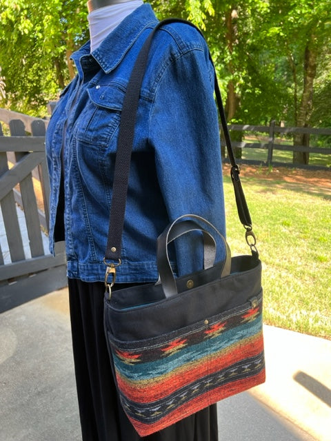 The Cooper - Desert Sunset - Melinda Pattern - Southwest - Leather & Cotton Handles/Straps - Canvas -