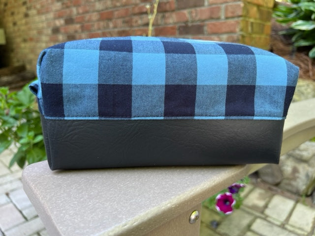 Dopp Kit - Blue & Black Buffalo Check