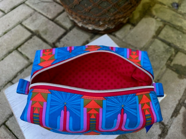 Dopp Kit - Royal Blue, Red, Purple Art Deco Print