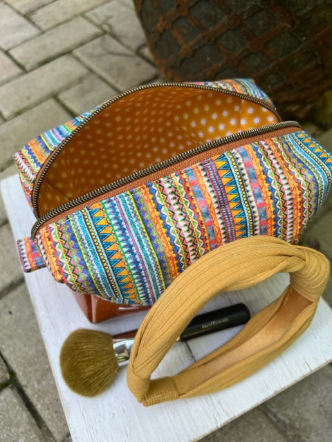 Dopp Kit - Orange Blue Green Gold Design Pattern