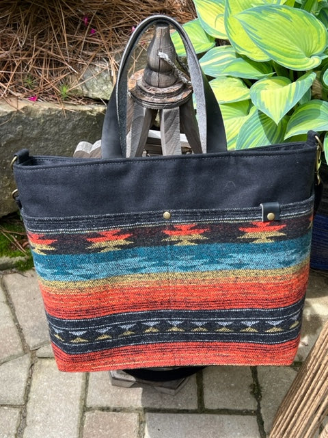 The Cooper - Desert Sunset - Melinda Pattern - Southwest - Leather & Cotton Handles/Straps - Canvas -