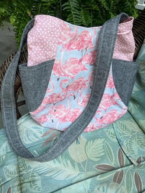 The GiGi - Flamingo Fiesta - Hobo Bag - Boho - Cotton Fabric