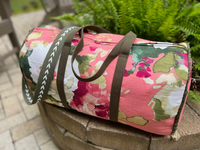 Dallas Duffel - Rose & Olive Duffel Bag - Travel Bag - Overnight Bag - Floral