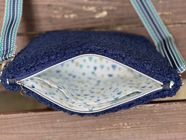 Sherpa Softie - Blue Sherpa - Crossbody - Handmade - Gift Idea