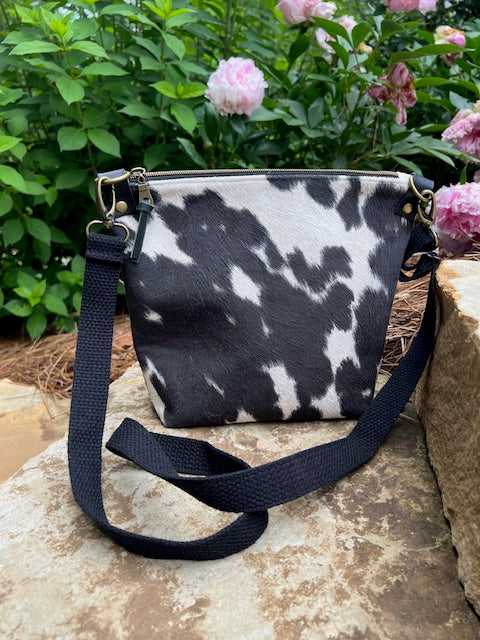 Crossbody - Black Faux Cowhide
