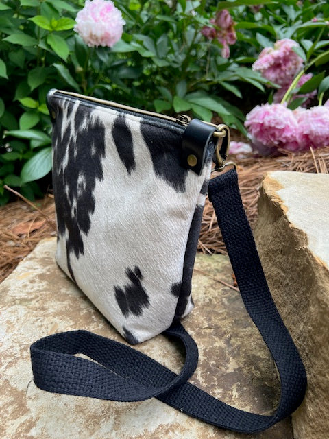 Crossbody - Black Faux Cowhide