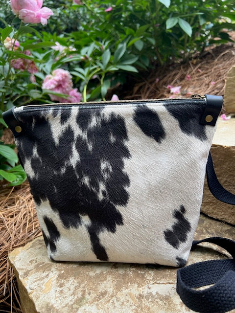 Crossbody - Black Faux Cowhide