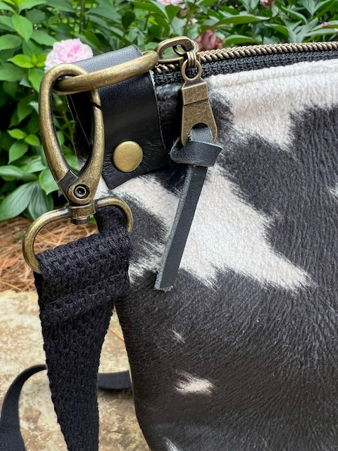 Crossbody - Black Faux Cowhide