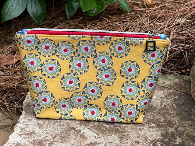 Yellow Aztec Inspired Zipper Pouch