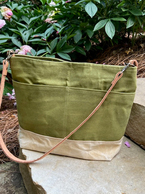 Green Wax Canvas Handbag