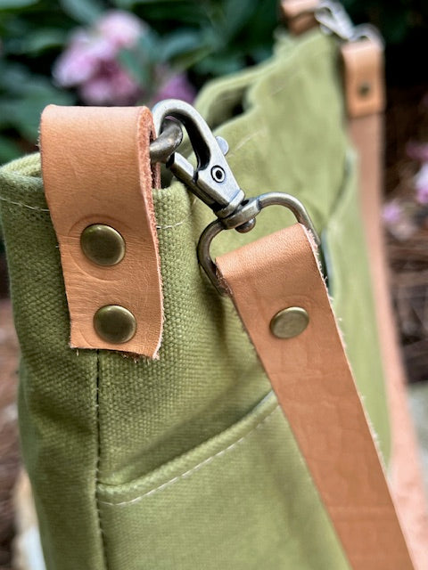 Green Wax Canvas Handbag