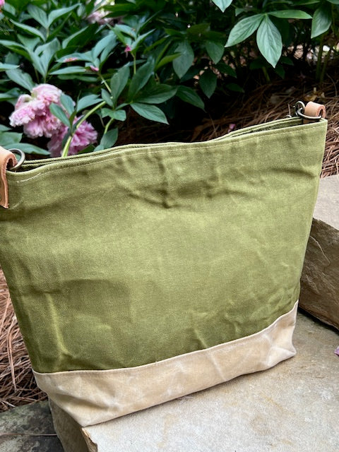 Green Wax Canvas Handbag