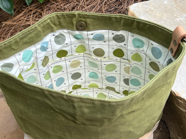 Green Wax Canvas Handbag
