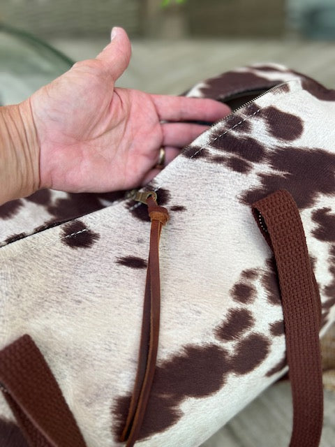 Dallas Duffel - Dark Brown Faux Cowhide - Duffel Bag - Travel Bag - Overnight Bag